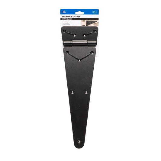 Zenith Matte Black Tee Gate Hinge 2 Pack 347mm - Heavy-Duty Steel