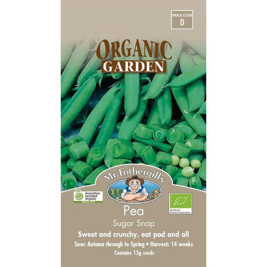 Mr Fothergill Sugar Snap Pea Seeds - 14 Weeks - Organic - Easy to Grow - Auzzistore