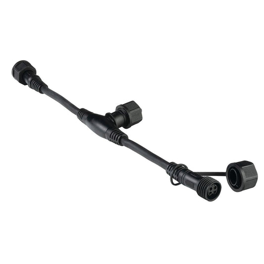 Brilliant Lighting T Piece Connector - 4-Pin RGB Garden Light Splitter - IP68 Waterproof - 15mm x 15mm x 100mm - Black