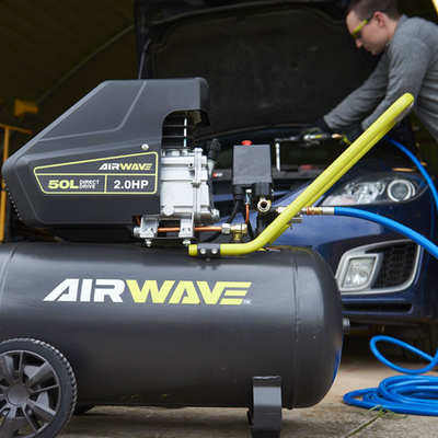 Ryobi Airwave Air Compressor 50L 2.0HP Metal Plastic Easy Move