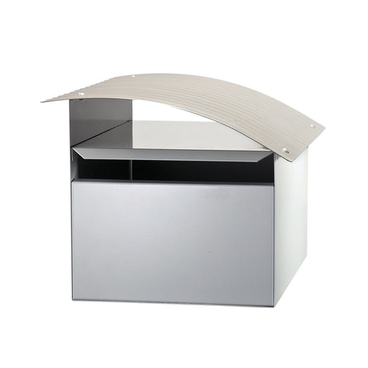 Sandleford Ripple Letterbox - 210 x 180 x 290mm - Galvanised Steel - Lockable - White/Silver