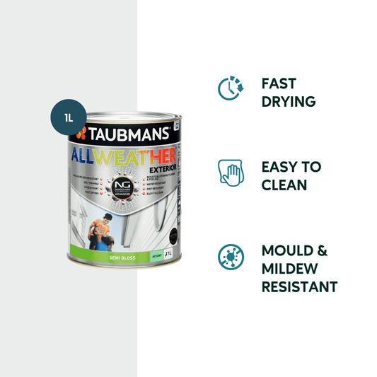 Taubmans 1L Accent Semi Gloss All Weather Exterior Paint - Water Based - Mould Resistant – view 2 - Auzzistore