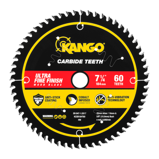 Kango 184mm 60T Wood Circular Saw Blade - Ultra-Fine Cuts - Durable