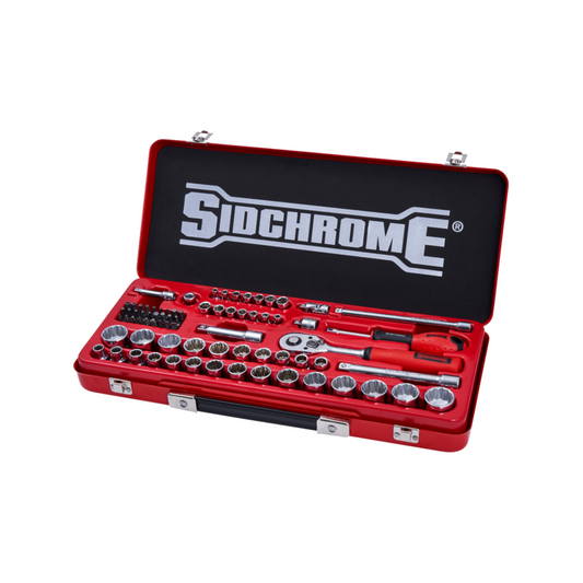 Sidchrome 75 Piece Socket Set - 1/4" & 3/8" Drive - Chrome Vanadium - Durable - Auzzistore