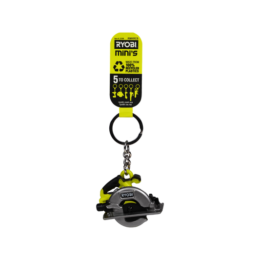 Ryobi Mini S Circular Saw Keyring - 42mm x 84mm x 24mm - Recycled Plastic