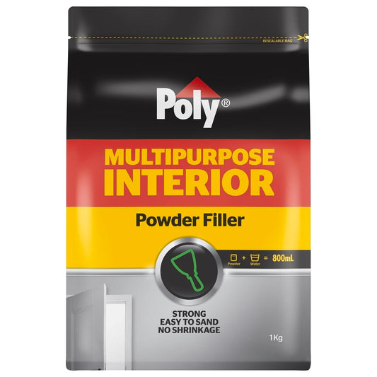 Poly 1kg Interior Powder Filler - White Plaster - Non Shrink - Easy Sanding - Auzzistore
