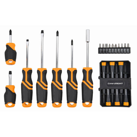 Craftright 23 Piece Screwdriver Set - Chrome Vanadium Steel - 230mm x 295mm - Auzzistore