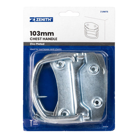 Zenith 103mm Zinc Plated Chest Handle 2 Pack Steel Easy Install - Auzzistore