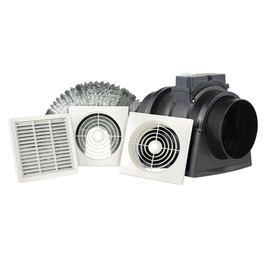 Hpm 150mm Inline Exhaust Fan Kit - Plastic - 555m3/h Air Extraction - Auzzistore