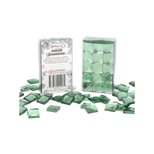 Mandala Art Green Diamond Mosaic Mirror - 63 Tiles - 15mm x 4mm - Reflective