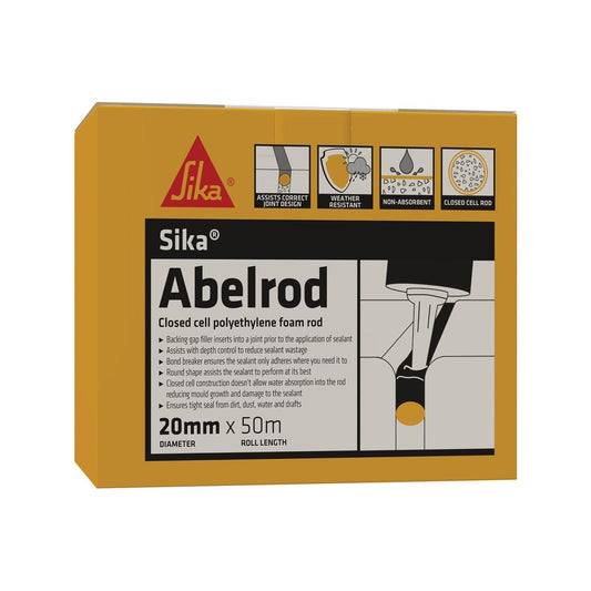 Sika Abelrod Gap Filler 20mm x 50m Polyethylene Foam Rod Weather Resistant - Auzzistore