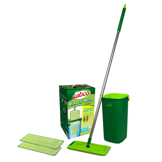 Sabco Rinse N Wring Gen 2 Microfibre Mop Set - 2 Pads - 236mm x 398mm - Hands-Free Cleaning