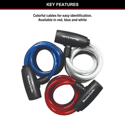 Master Lock Bike Keyed Lock - 1.8m x 8mm Braided Steel - Durable