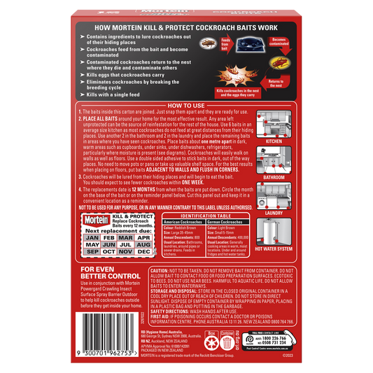 Mortein Kill and Protect Cockroach Baits 12 Pack - 145mm x 218mm - Black - Long-lasting Pest Control – view 2 - Auzzistore
