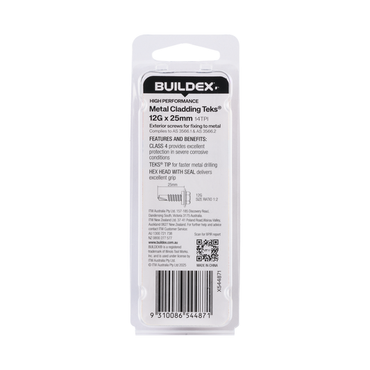 Buildex Cladding Fencing Teks Screws 12g x 25mm - 10 Pack - Self-Drilling - Corrosion Resistant – view 2 - Auzzistore