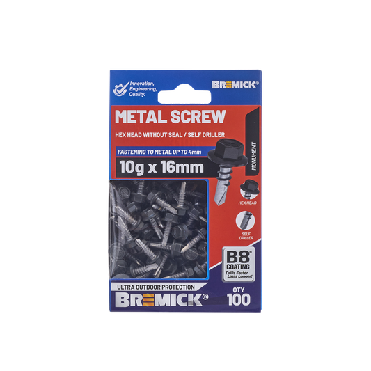 Bremick MO Metal Hex Screw - 10g x 16mm - B8 Coating - 100 Pack - Corrosion Resistant – view 2 - Auzzistore