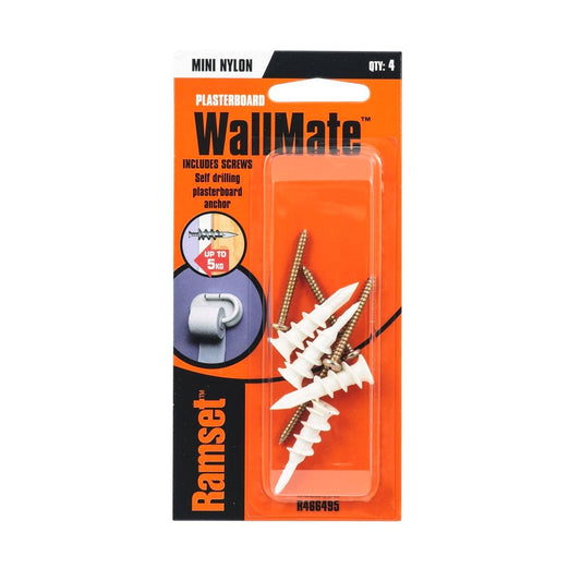 Ramset Wallmate Mini Anchor - Mini - Nylon - Non-Conductive - 4 Pack - Auzzistore