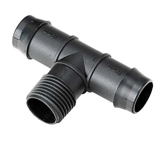 K Rain 19mm Barbed Tee 15mm Bsp Male 10 Pack - Black - 110mm x 20mm x 280mm - Auzzistore