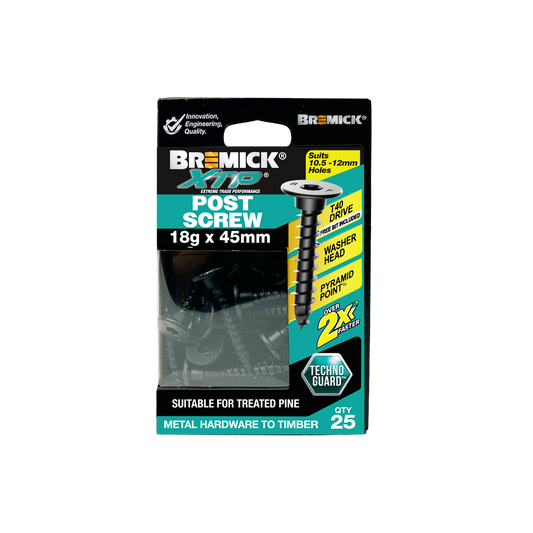 Bremick XTP Post Screw 18g x 45mm - Technoguard Black - 25 Pack - Durable Fastening – view 2 - Auzzistore