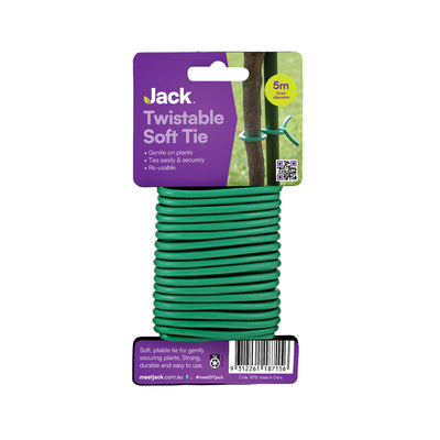 Jack Plant Tie - 5mm x 5m - Steel & Rubber - Soft Coating