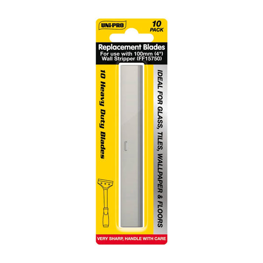 Uni Pro Heavy Duty Wall Stripper Blades 100mm - 10 Pack - Metal