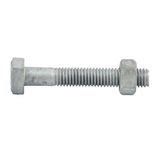 Zenith M8 x 50mm Hot Dipped Galvanised Hex Head Bolt and Nut Each - Auzzistore
