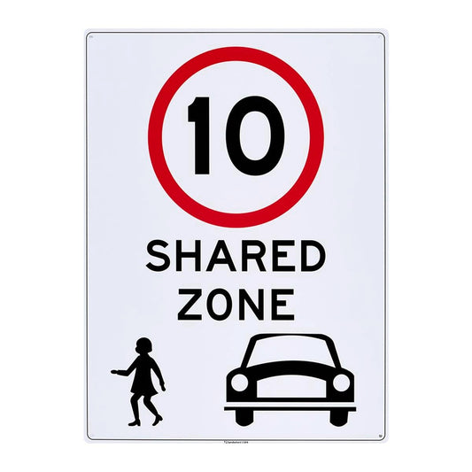 Sandleford Shared Zone Sign - 450 x 600mm - Polypropylene - UV Resistant - Auzzistore