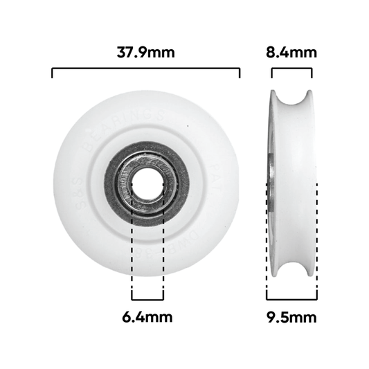 Rolltrak 38mm Acetal Concave Roller - 25kg Load - White - Durable – view 2 - Auzzistore