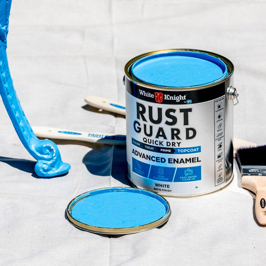 White Knight Rust Guard Advanced Enamel Paint 4L - White Satin - Quick Dry – view 2 - Auzzistore