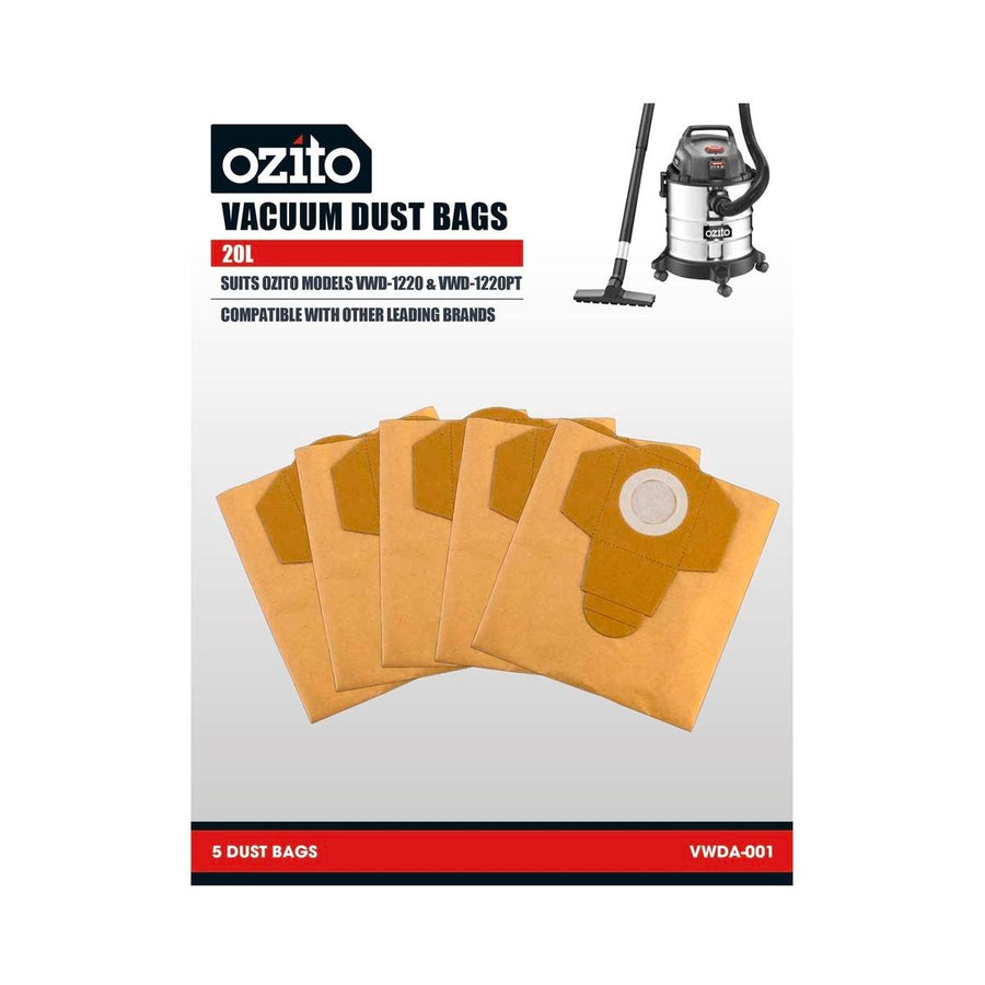 Ozito 20L Vacuum Dust Bags Paper 5 Pack for Wet Dry Vac – Auzzi Store