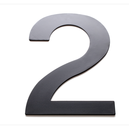 Sandleford House Number 2 - 200mm Black Powder-Coated Steel