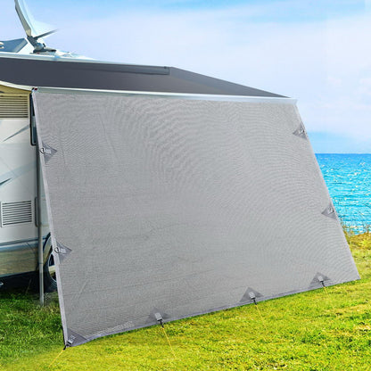 4.6M Caravan Privacy Screens 1.95m Roll Out Awning End Wall Side Sun Shade | Auzzi Store