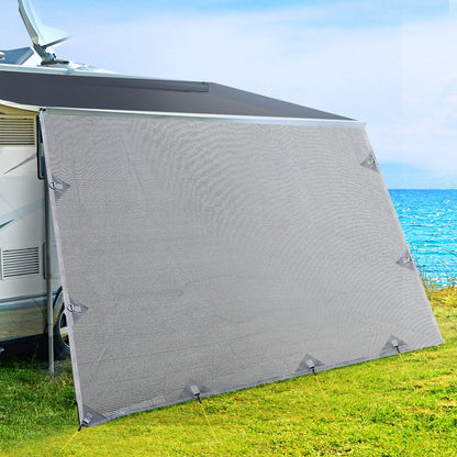 4.9M Caravan Privacy Screens 1.95m Roll Out Awning End Wall Side Sun Shade | Auzzi Store