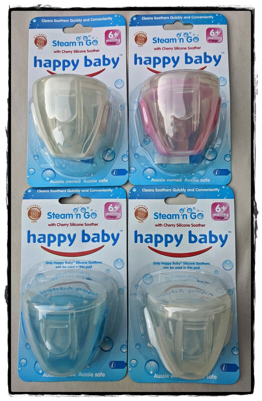 4 Pack -  Happy Baby Steam n Go Cherry Silicone Soother | Auzzi Store