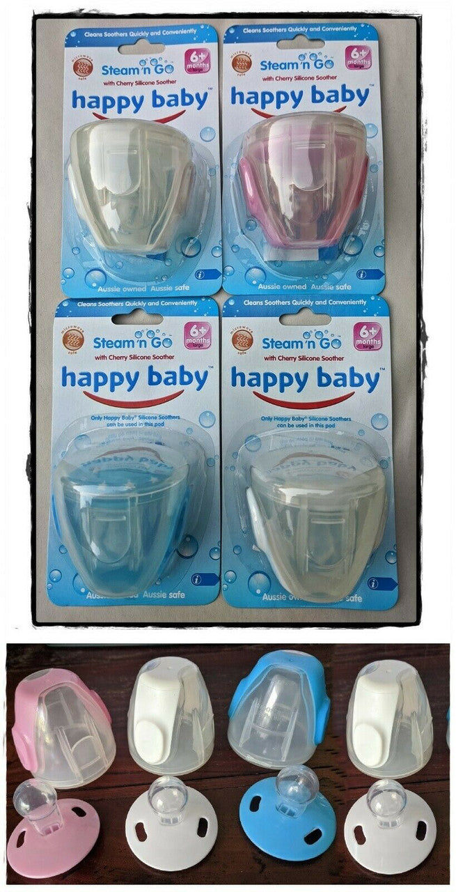 4 Pack -  Happy Baby Steam n Go Cherry Silicone Soother | Auzzi Store