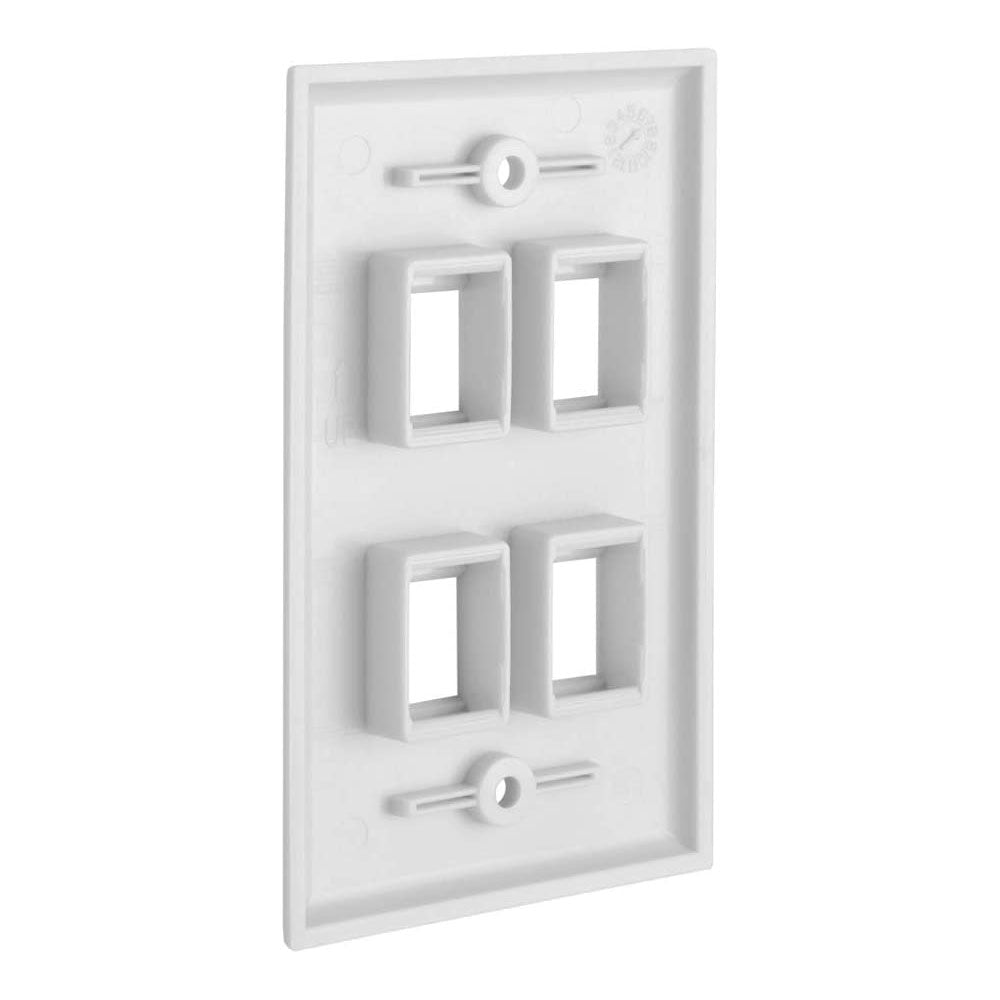 4 Port QuickPort outlet Wall Plate face plate, four Gang White | Auzzi Store