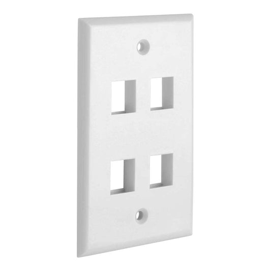 4 Port QuickPort outlet Wall Plate face plate, four Gang White | Auzzi Store
