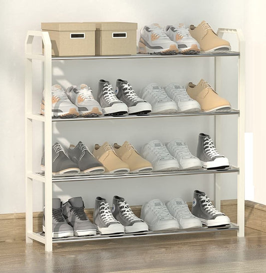 4 tier Shoe Rack Storage Organiser (White) | Auzzi Store