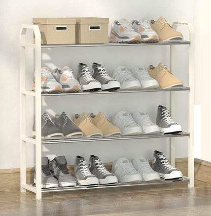 4 tier Shoe Rack Storage Organiser (White) | Auzzi Store