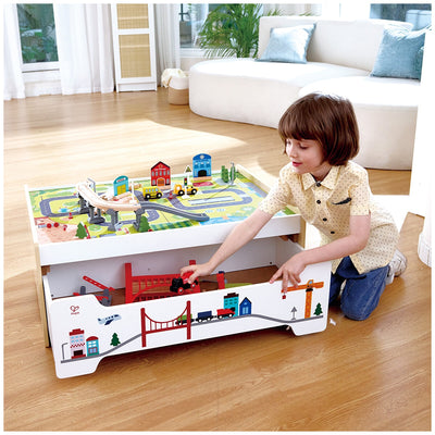 Hape Railway Storage Table Set with Drawer 814mm E8941 3+