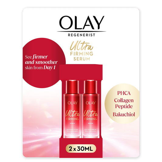 Olay Ultra Firming Serum 2 x 30ml - Fades Pores, Reduces Wrinkles, Firms Skin