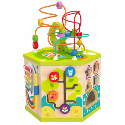 Hape Wooden Hexagonal Activity Cube 7 in 1, Model E8596