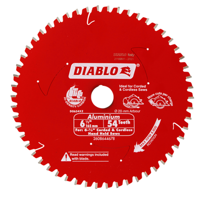 Diablo Circular Saw Blade - 165mm 54t - Aluminium & Plast - Precision Cutting
