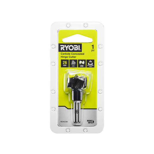 Ryobi 26mm Carbide Concealed Hinge Cutter - Precise Flat-Bottomed Holes - Auzzistore