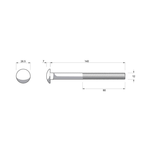 Zenith Hot Dip Galvanised M12 x 140mm Cup Head Bolts Nuts Each – view 2 - Auzzistore