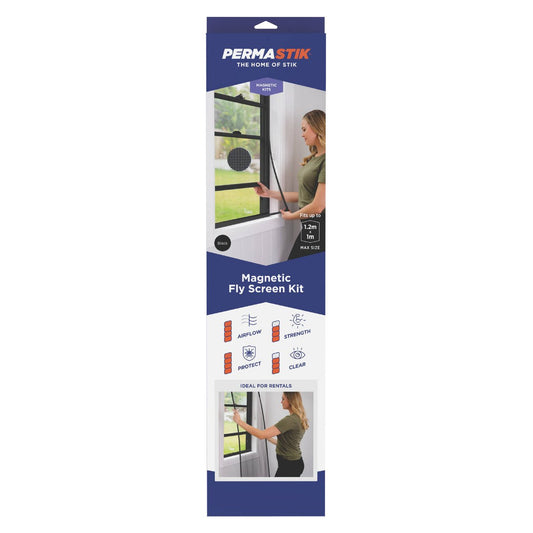 Permastik Magnetic Insect Screen Kit - 1.2m x 1m - Black - UV Resistant - Auzzistore