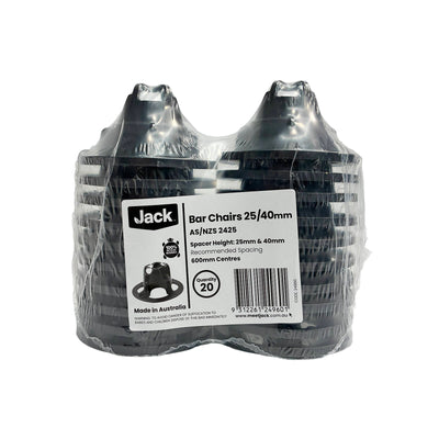 Jack Bar Chairs 25-40mm Plastic 20 Pack Easy Clip On Support