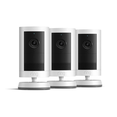 Ring Outdoor Camera Plus 2K 3 Pack + Spotlight Cam Pro 2K Battery White