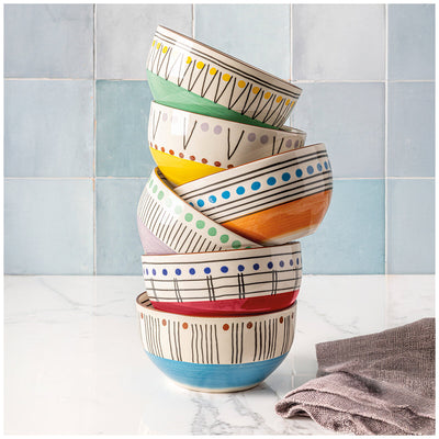 over&back Stardust Stoneware Bowls 6 Piece Set Stylish Capacity 650ml