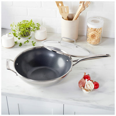 Henckels Paradigm Non-Stick Wok with Lid 30cm Heavy Duty Tri-Ply Stainless